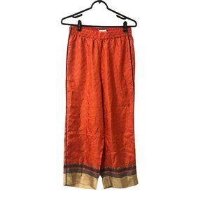 J.Crew Collection Orange Chain Link Navy Side Stripe Silk Twill Relaxed Pants 2